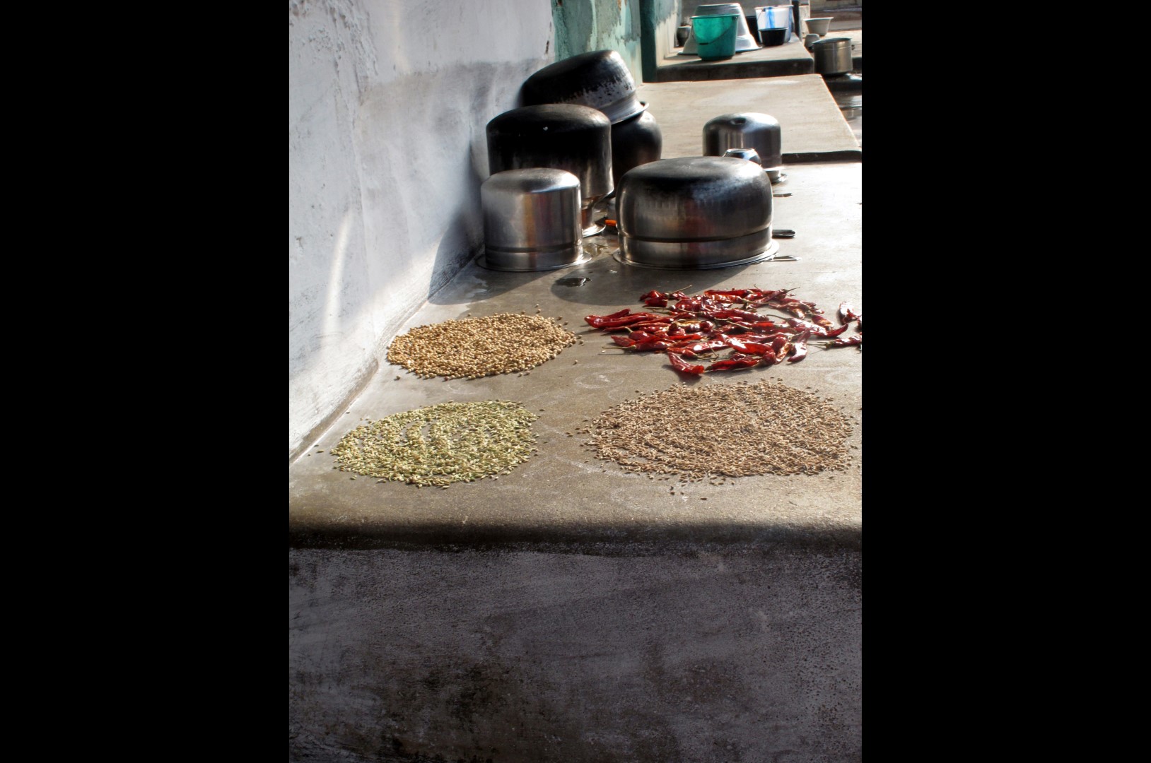 The spices for our lunch drying in the sun