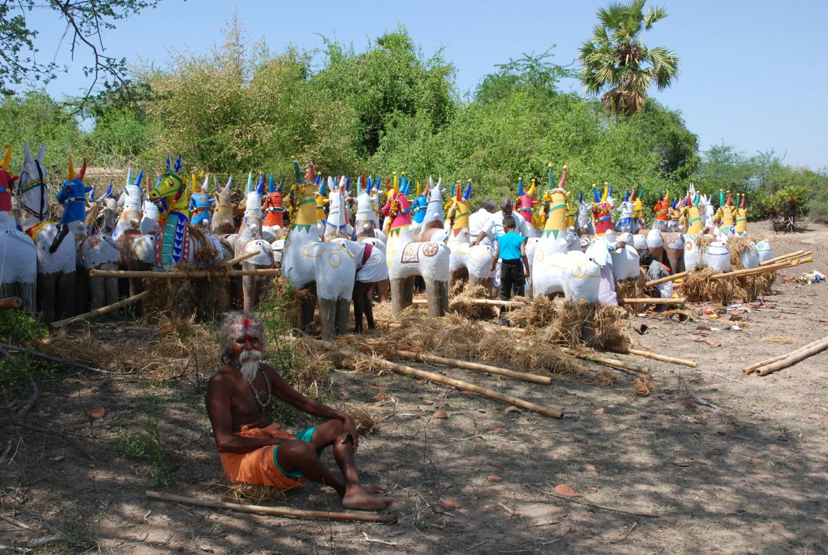 <span style="font-weight:normal;">Once the offerings are carried into the shrine, the devotees place them in their permanent place and remove the bamboo poles.</span>