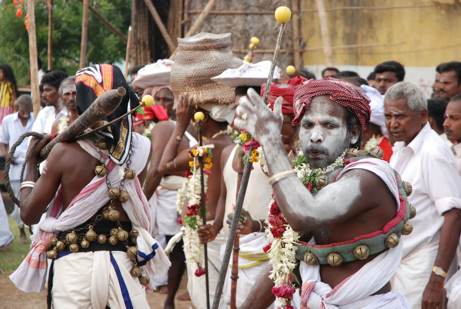 <span style="font-weight:normal;">Though each festival's manner of celebrating Ayyanis is unique, certain items are used in the majority of rituals, like the ones we see here: chains of bells, clubs, lances and sticks.</span>