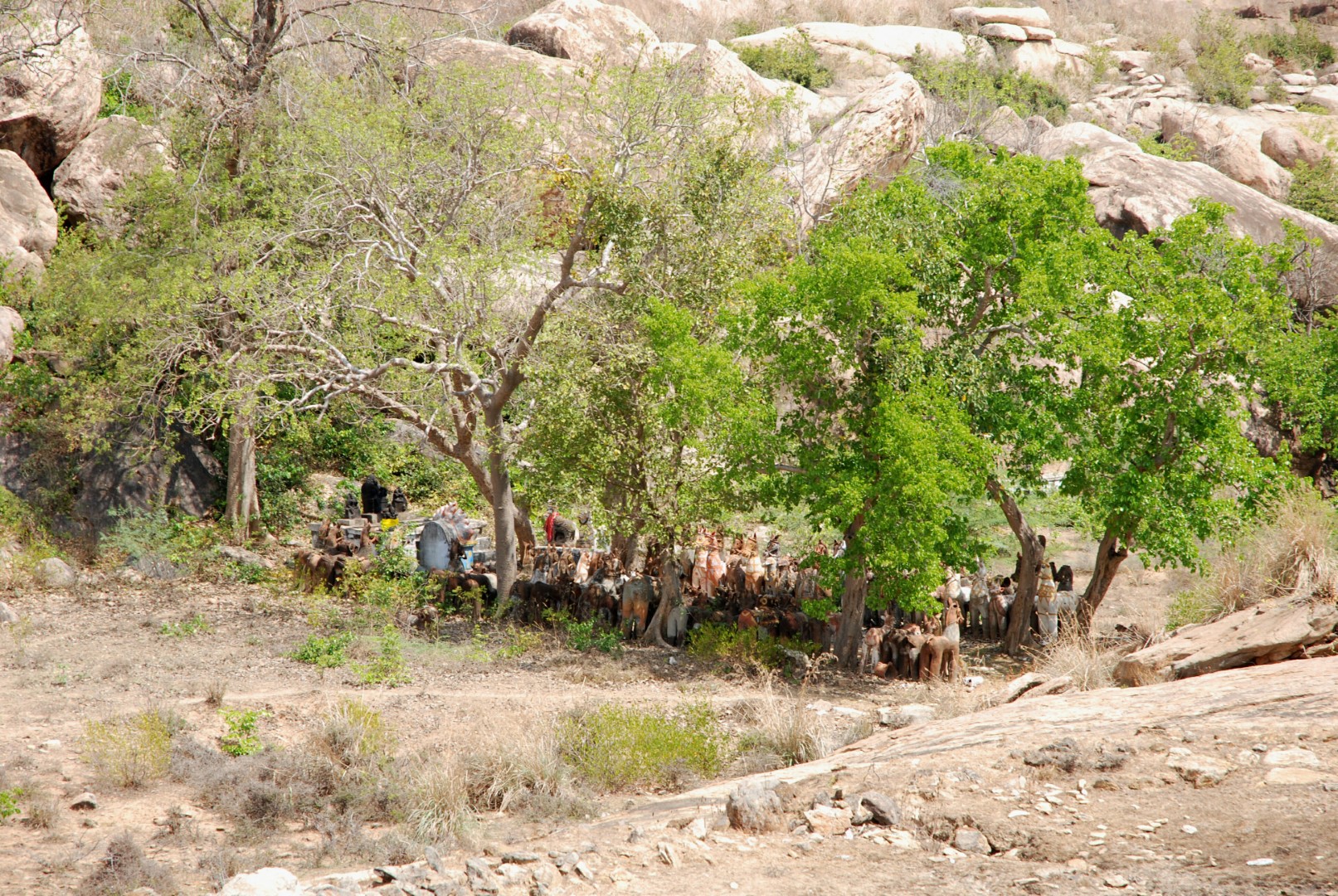 <span style="font-weight:normal;">An old shrine tucked away in a valley surrounded by boulders near Narthamalai. Despite its inaccessibility, it is very much alive and every year devotees from a nearby village celebrate Ayyanar at a small but dynamic three-day festival and give offerings of terracotta horses, elephants and cows.</span>