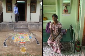 My thambi, Ravi, in front of his house | Indurani and I inside Ravi’s house